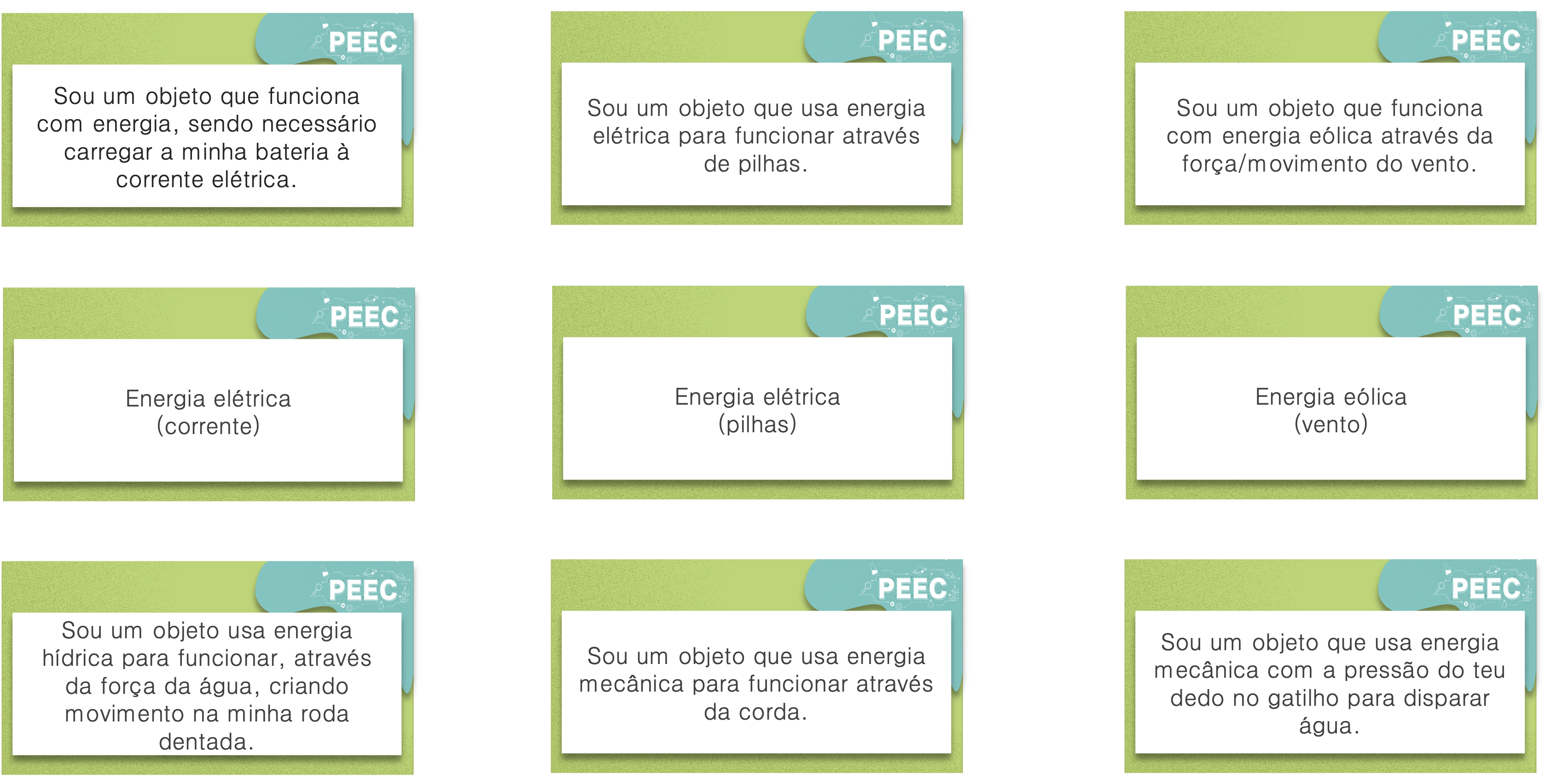 imagem das cartas e caixas da atividade